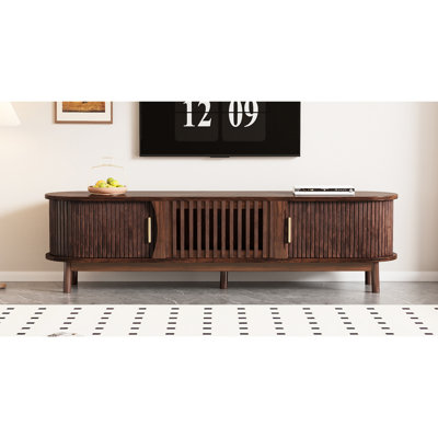 Modern Farmhouse TV Stand For 75" Tvs Wood Entertainment Center With Storage Cabinet TV Console Table For Living Room Bedroom
