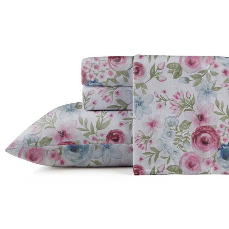 Ensemble de draps 100% coton en flanelle imprimée 175 g / m² Pointehaven, Simple TG, Sylvestre