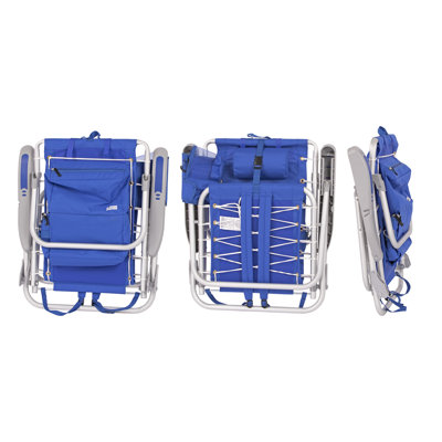 Ultimate Heavy Duty Aluminum Folding Backpack Beach Chair for Adults | Lay Flat, 5 Reclining Positions | Removable Insulated Cooler Pouch | 300 lbs Weight Capacity
