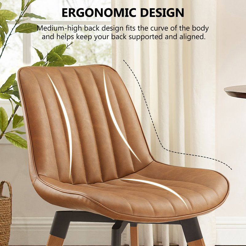49cm H Tufted Upholstered Side Chair, Red Brown