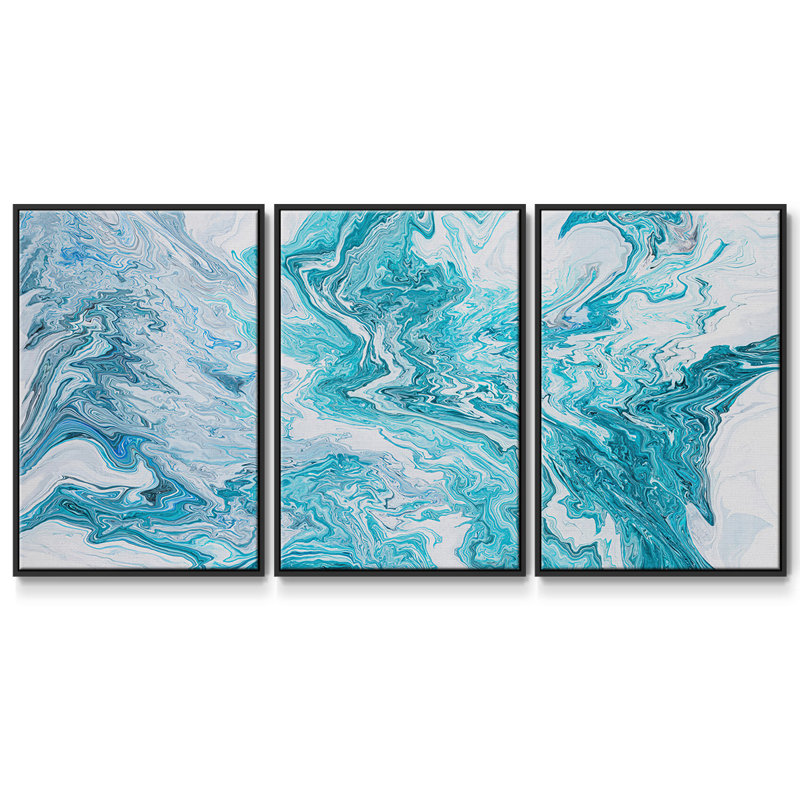 Tide Pool - Multi Piece Framed Canvas, Black Framed, 24" H x 48" W