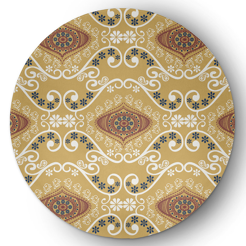 Thales Chenille Oriental Indoor Rug, Round 5'