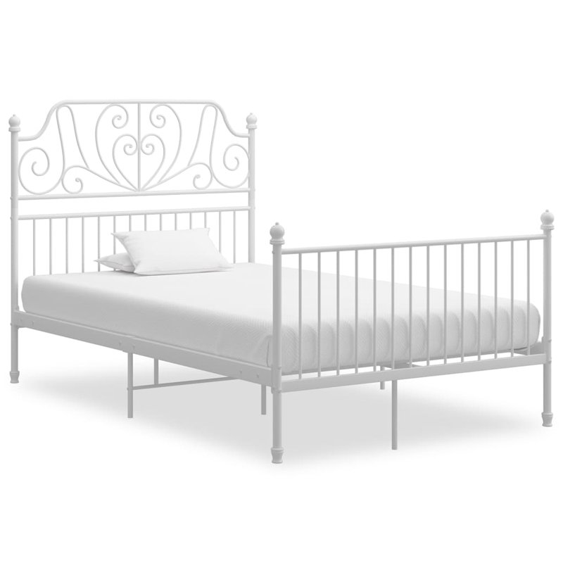 vidaXL Bed Frame Powder-coated metal Durable Bed Frame, White, 47.2 in x 78.7 in