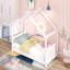 Twin Size House Bed Wood Bed, White-5973042-5973043