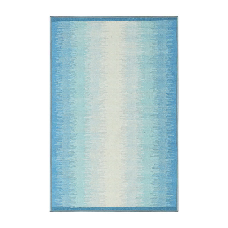Tapis abstrait bleu / beige, Rectangle 5 pi x 7 pi