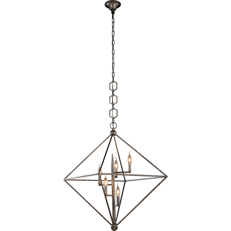 Deanda 5 - Light Dimmable Geometric Chandelier, Aged Iron