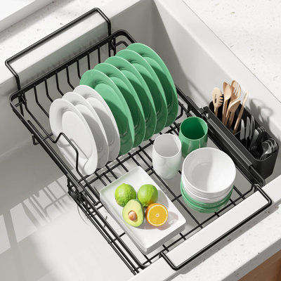 Expandable in-Sink or Over-Sink Dish Drying Rack (Black)