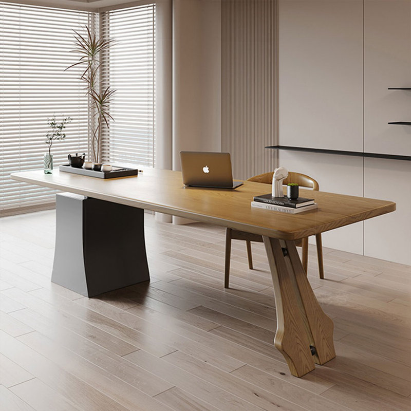 Bureau de direction rectangulaire en bois massif avec tiroirs Walnut, H 29,53 po x l 55,12 po x P 23,62 po