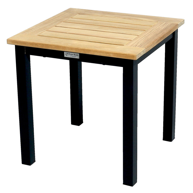 Soho 20" Teak Aluminum Outdoor Tall Square Side Table, Black
