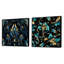 Motif de fleurs bleues et dorées de luxe III - ensemble de collage carré abstrait botaniques-101855778-101855781