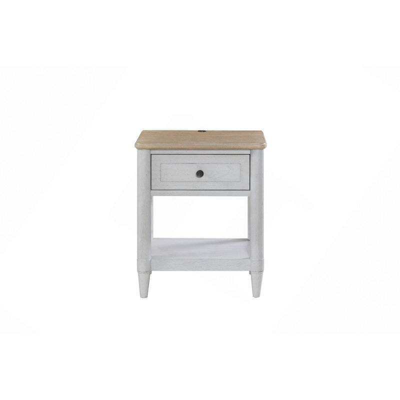 Table de chevet - Ciment et sable, Blanc