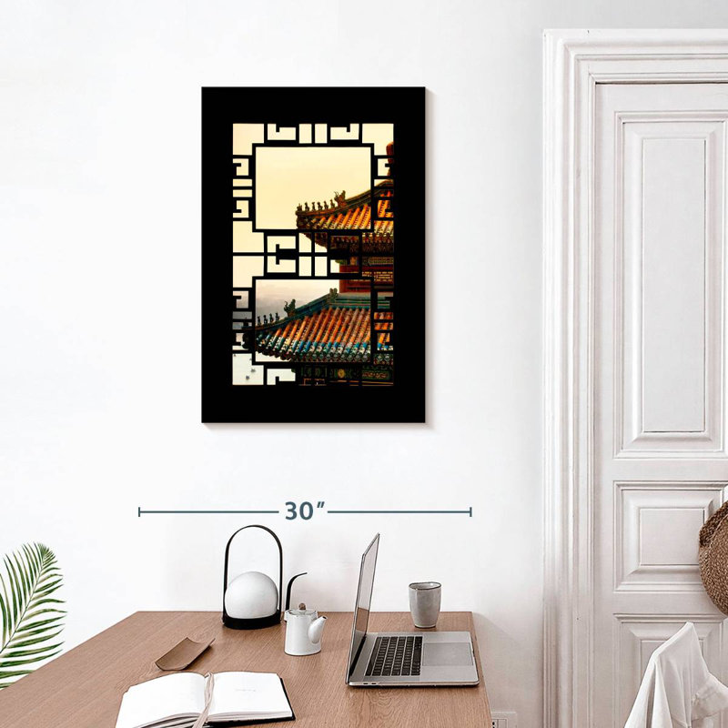 Aime Asian Window Sunset, 30" H x 20" W