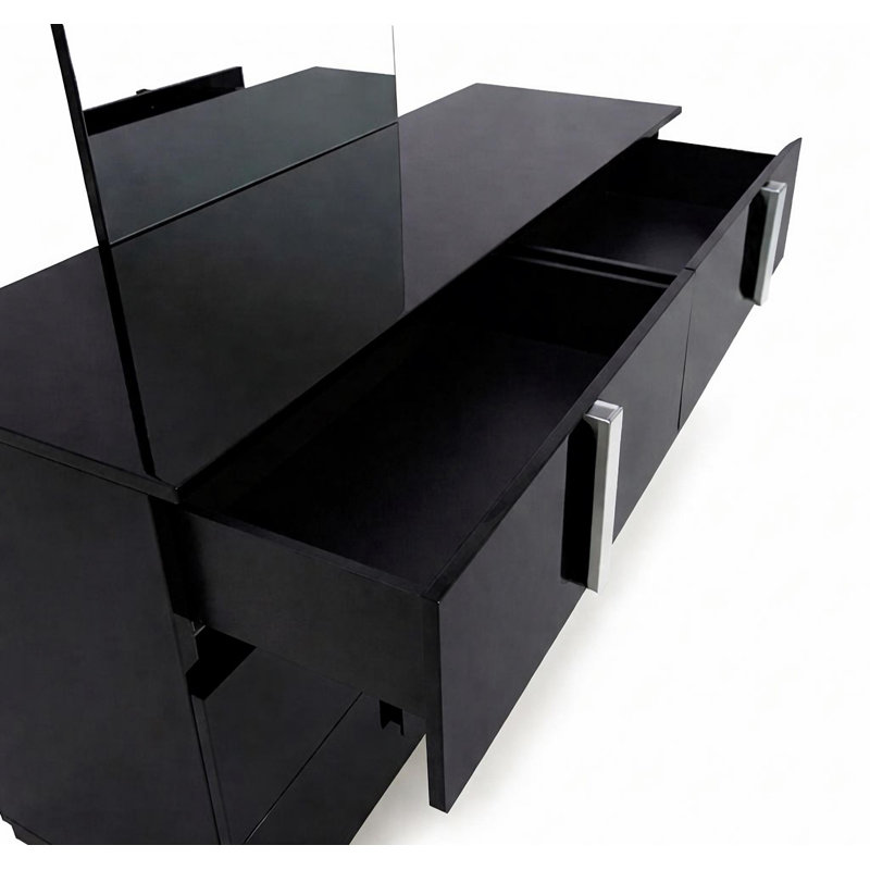 Grand lit de luxe 5 pièces Antonia, Noir, Grand