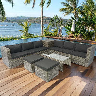 Jantel 92.00" W Outdoor Patio Sectional with Storage