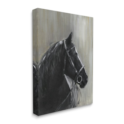 «Black Horse in Bridle, solenn et équestre» par Sally Swatland - Peinture sur toile