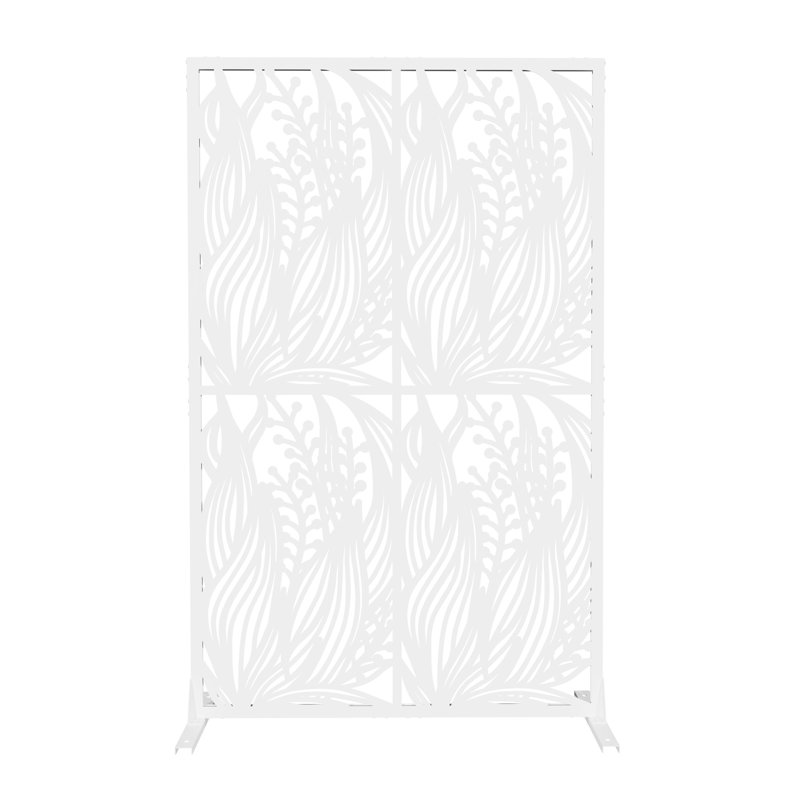 Cloison d'intimité en métal avec écran d'intimité autoportant pour balcon et patio, Blanc