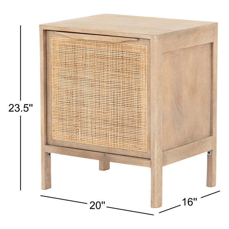 Sydney Solid Wood Nightstand, Natural, Right