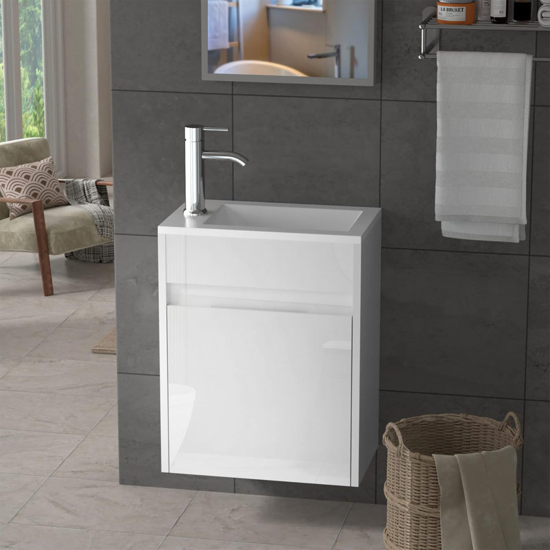 40.5mm Single Bathroom Vanity with Basin, White