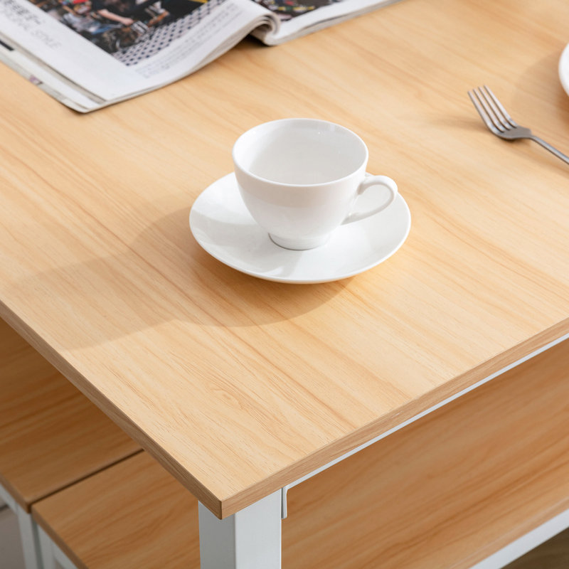 Ensemble de table de salle à manger avec banc pour petit espace, table de cuisine et de salle à manger 3 pièces avec structure en métal pour 4 à 6 personnes, coin-repas en bois peu encombrant pour salon Studio (Huntingburg)