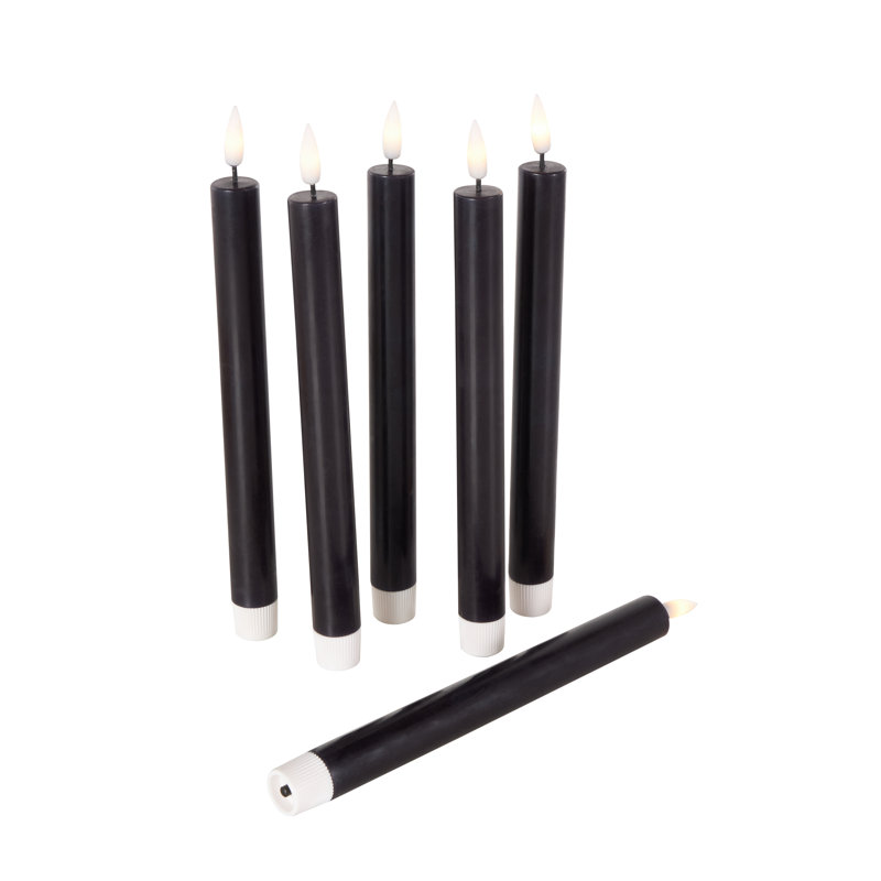 Bougies sans flamme pour l'intérieur et l'extérieur avec télécommande Wax, Pilier 9,85 po x 0,80 po, Noir, noir, noir, noir