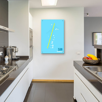 Art mural en verre acrylique, «San aéroport layout» par O8, à gauche