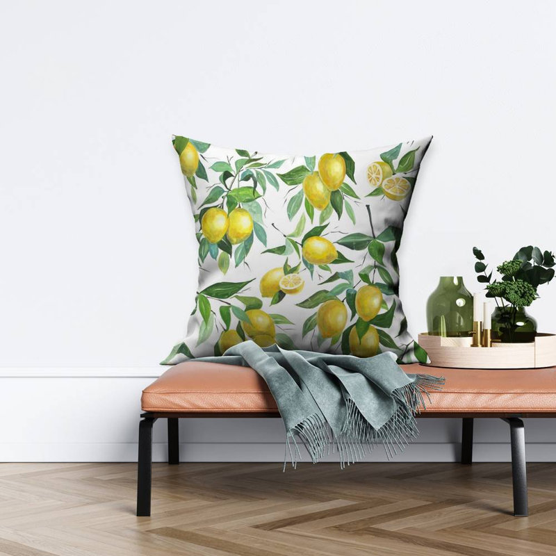 Lemon Pattern - Yellow Gastronomy Poly Twill Throw | Home Decor