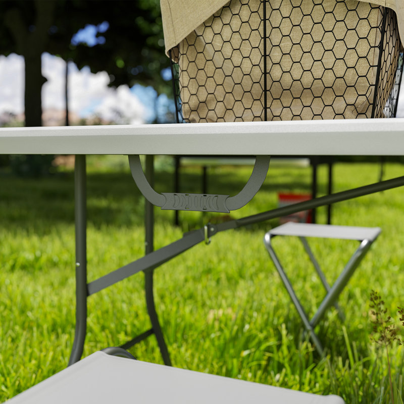 Table de pique-nique pliante de 6 pi, table de camping en plastique avec poignée de transport