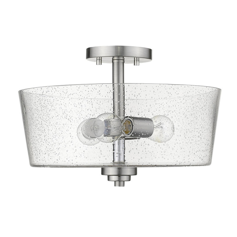 Pataskala Glass Semi Flush Mount, Satin Nickel