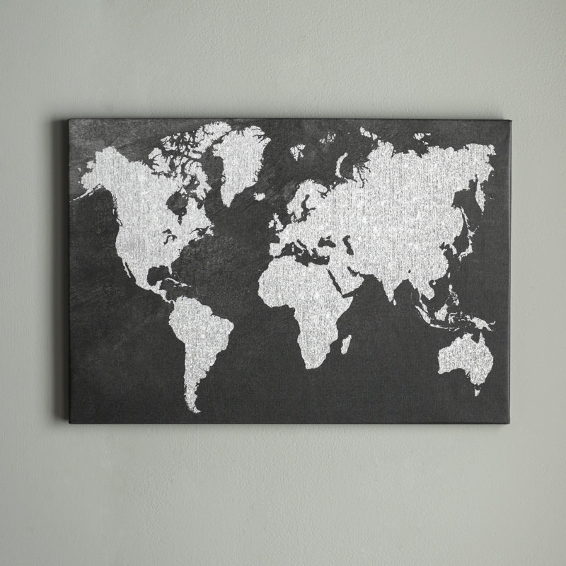 «Gray Map», reproduction d'impression sur toile, H 12 po x l 18 po x P 1,5 po, Toile