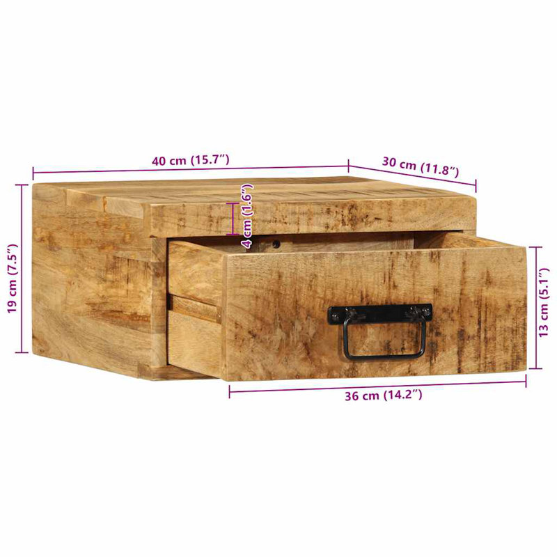 Gopinath 40cm W Solid Wood Bedside Table, Wood Mango
