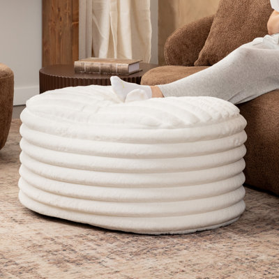 Mercer41 Paran Accent Pouf - Fluffy Faux Fur Ottoman For Modern Interior Design by Mercer41