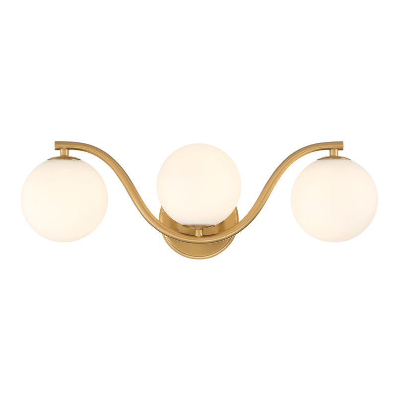 Susanne Triple Globe Wave Vanity Lighting, Brushed Gold