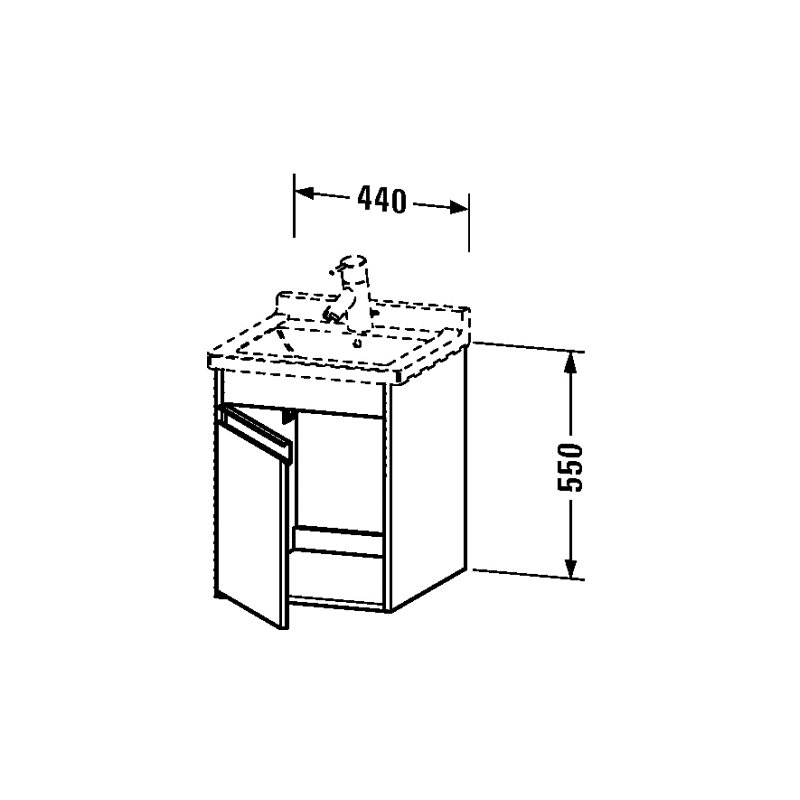 Base de meuble-lavabo de salle de bain simple 17" à fixation murale seulement, Graphite mat