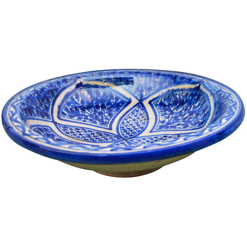 Assiette décorative en céramique mauresque en bleu / blanc antique