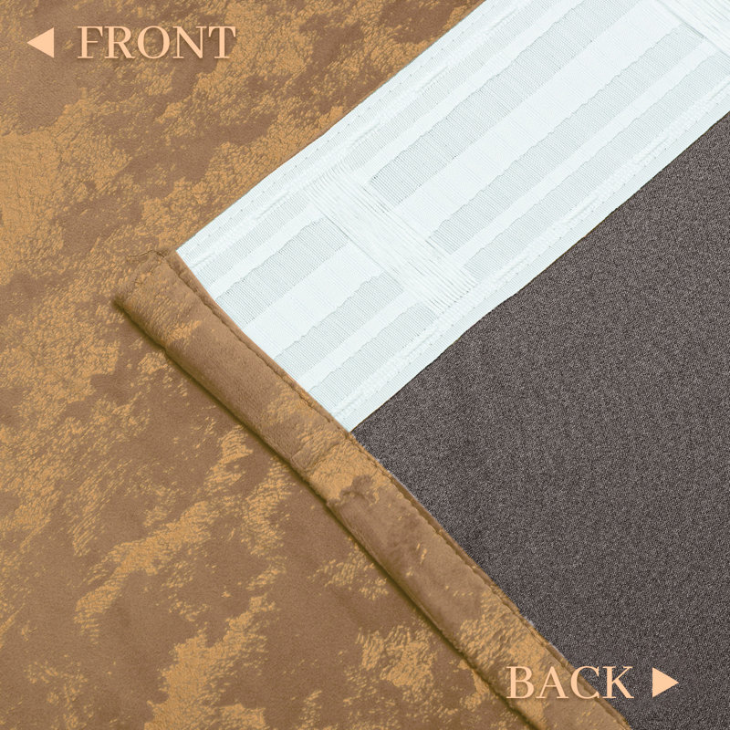 Kanab Velvet Room Darkening Curtain Panel Pair, 52" W x 84" L, Begie
