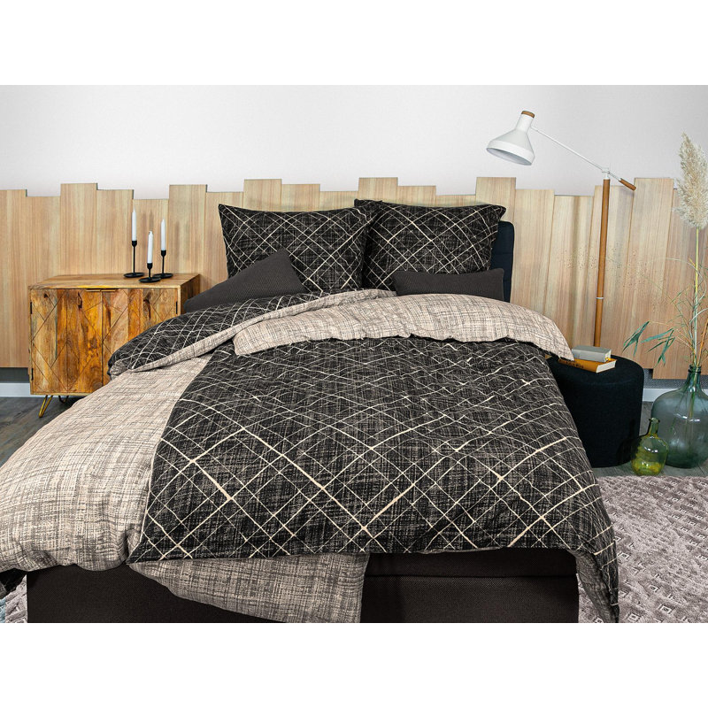 Feel Cotton Modern & Contemporary Duvet Cover Set, Grey, 155 x 200cm Duvet Cover + 1 Pillowcase