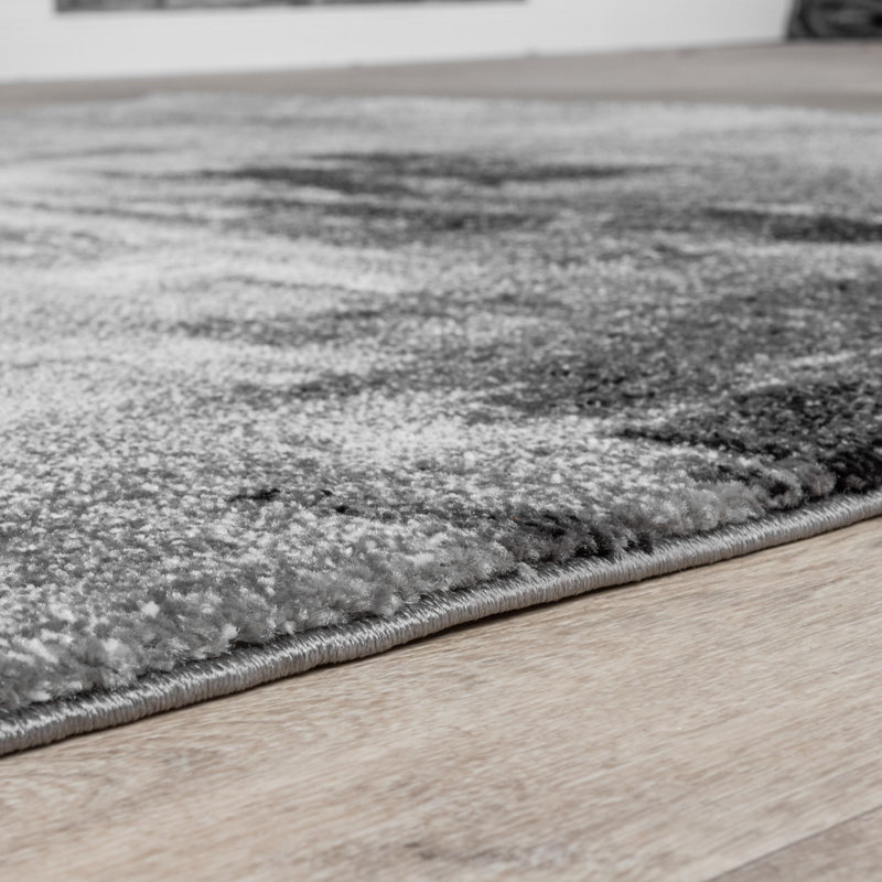 Tapis rectangulaire gris en polypropylène tissé à la machine, Rectangle 5 pi 3 po x 7 pi 7 po