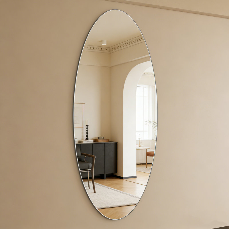 63 "X 24" Miroir ovale pleine longueur sans cadre à bord biseauté