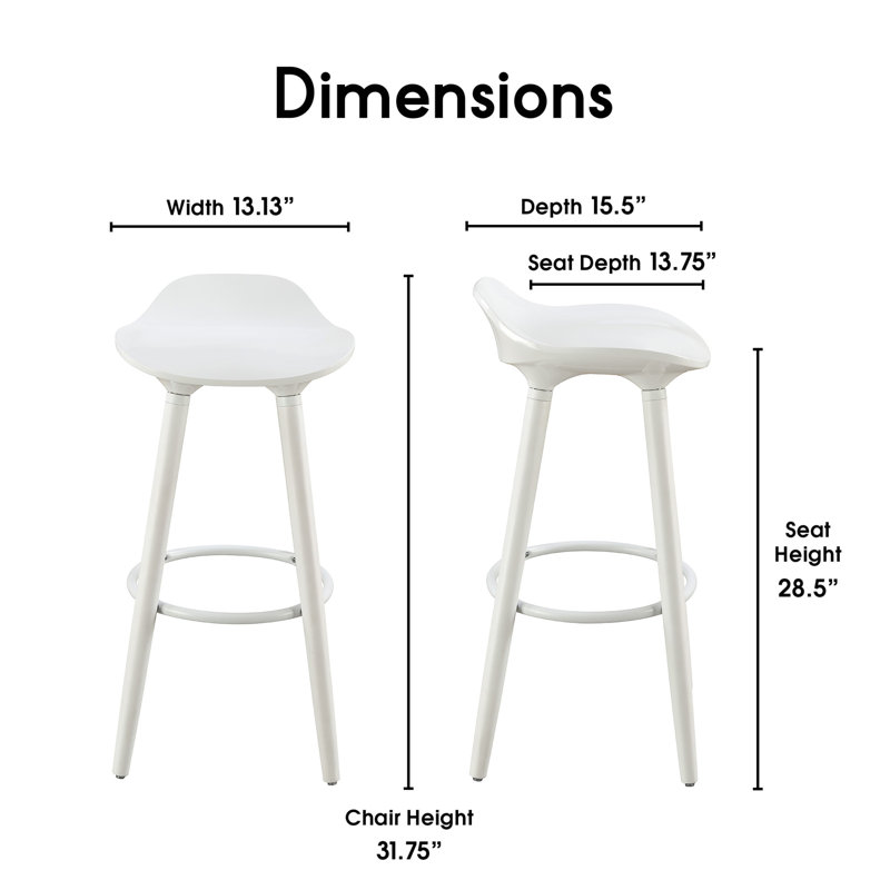 White Curved Seat Mid Century Modern Bar Stool