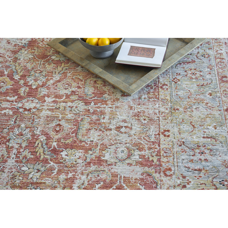 Antique Loom Rust/Blue Polyester powerloom Area Rug, Rectangle 12' x 15'