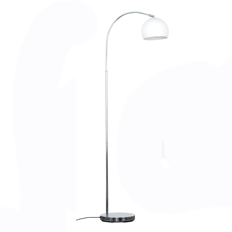 Derosier 152cm Arched Floor Lamp, Chrome, White