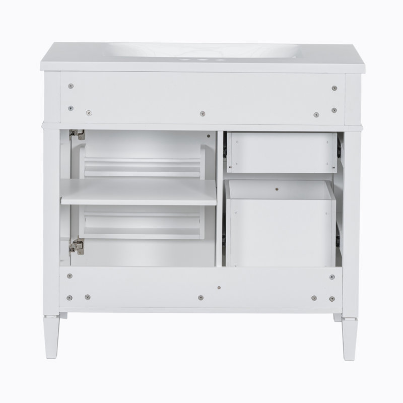 Ensemble de meuble-lavabo simple 36 po avec plateau en résine Dyral, Blanc