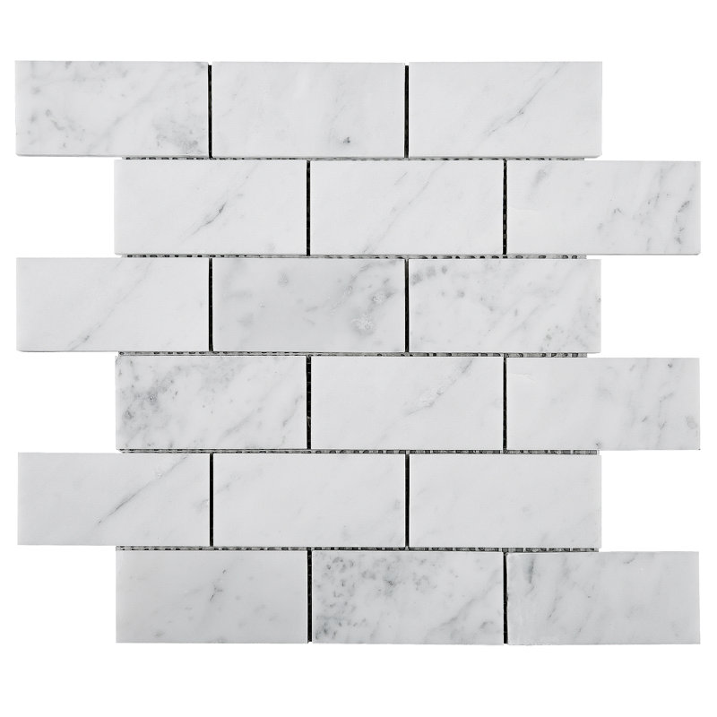 Carreau de mosaïque en marbre poli 11,82 po x 11,82 po Carrara