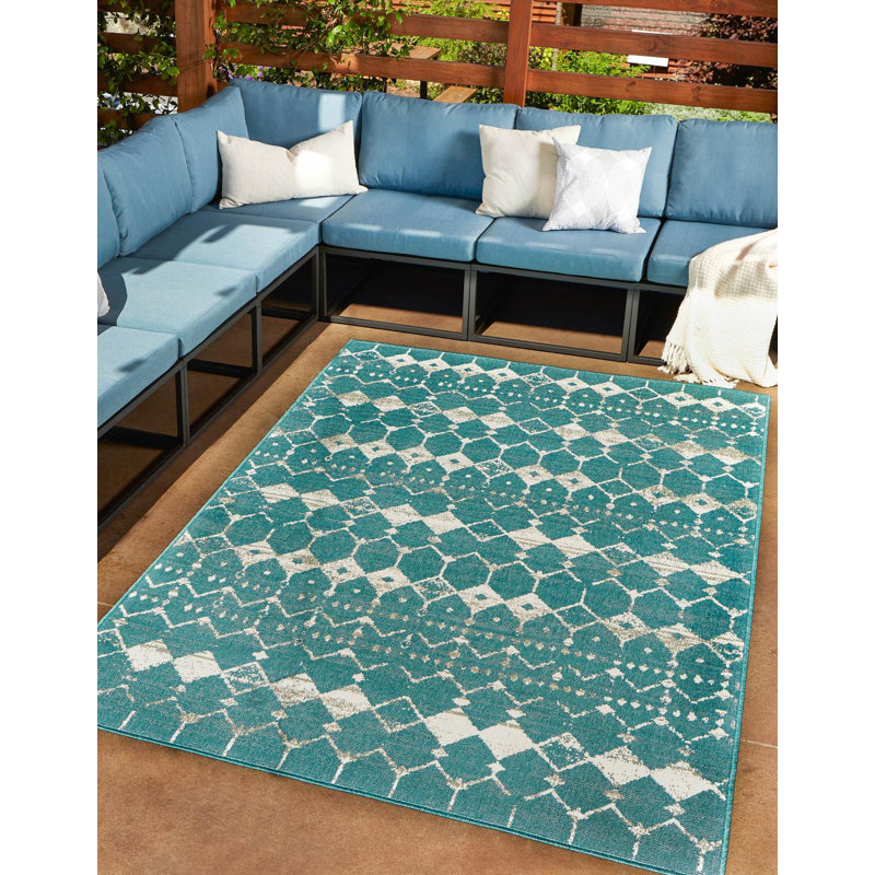 Geometric Indoor / Outdoor Rug, Rectangle 6' x 9'