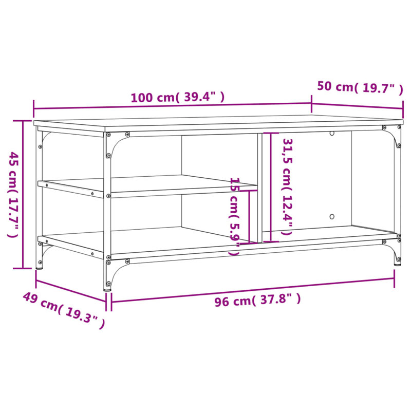 Dipali Coffee Table with Storage, Sonoma Oak