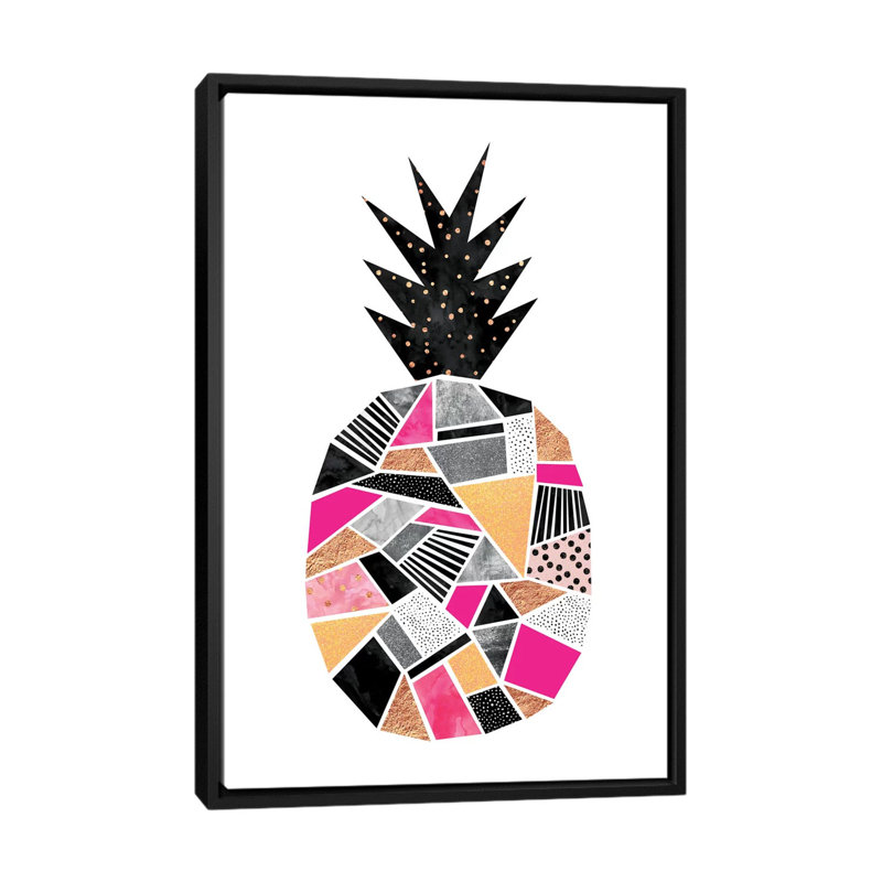 « pretty ananas », impression sur toile tendue, H 26 po x l 18 po x P 1,5 po, Toile avec cadre noir, Pas de tapis