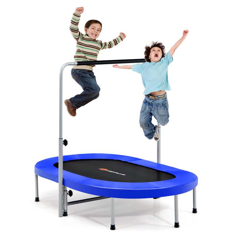 Trejo Freeport Park ft Round Fitness Trampoline with Handlebar, Blue