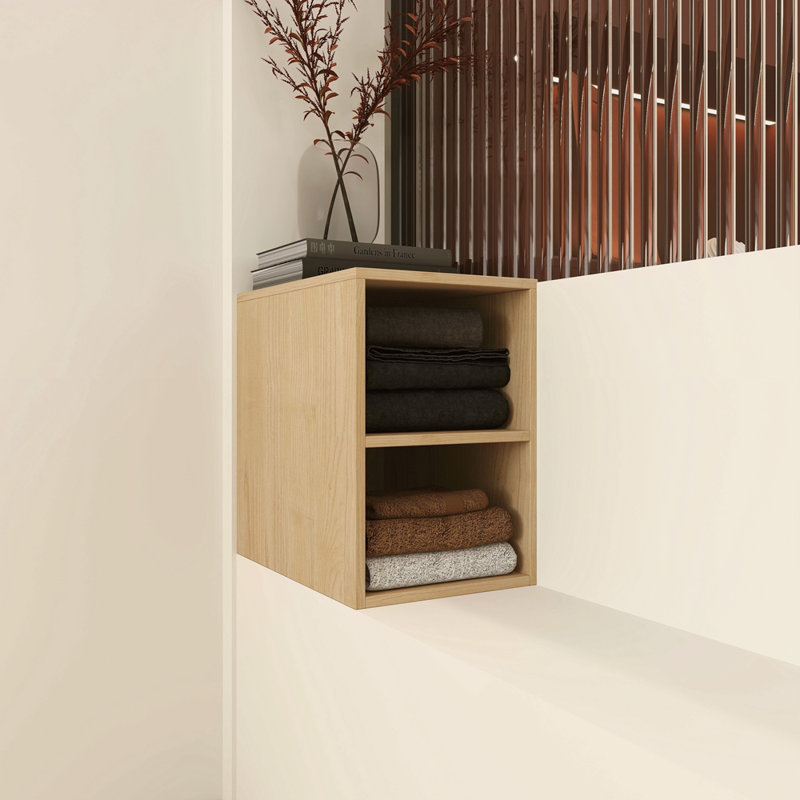 Petites tablettes de rangement murales de 12 pouces, convenant à une petite salle de bain, Naturel