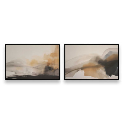 «Copper Rustic Elegance», ensemble de 2 impressions sur toile dans un cadre