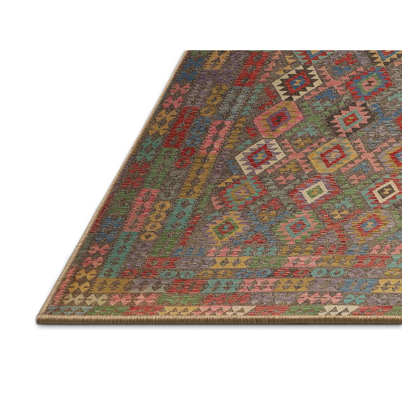Tapis brun/vert zone contemporaine, Rectangle 5 pi x 8 pi